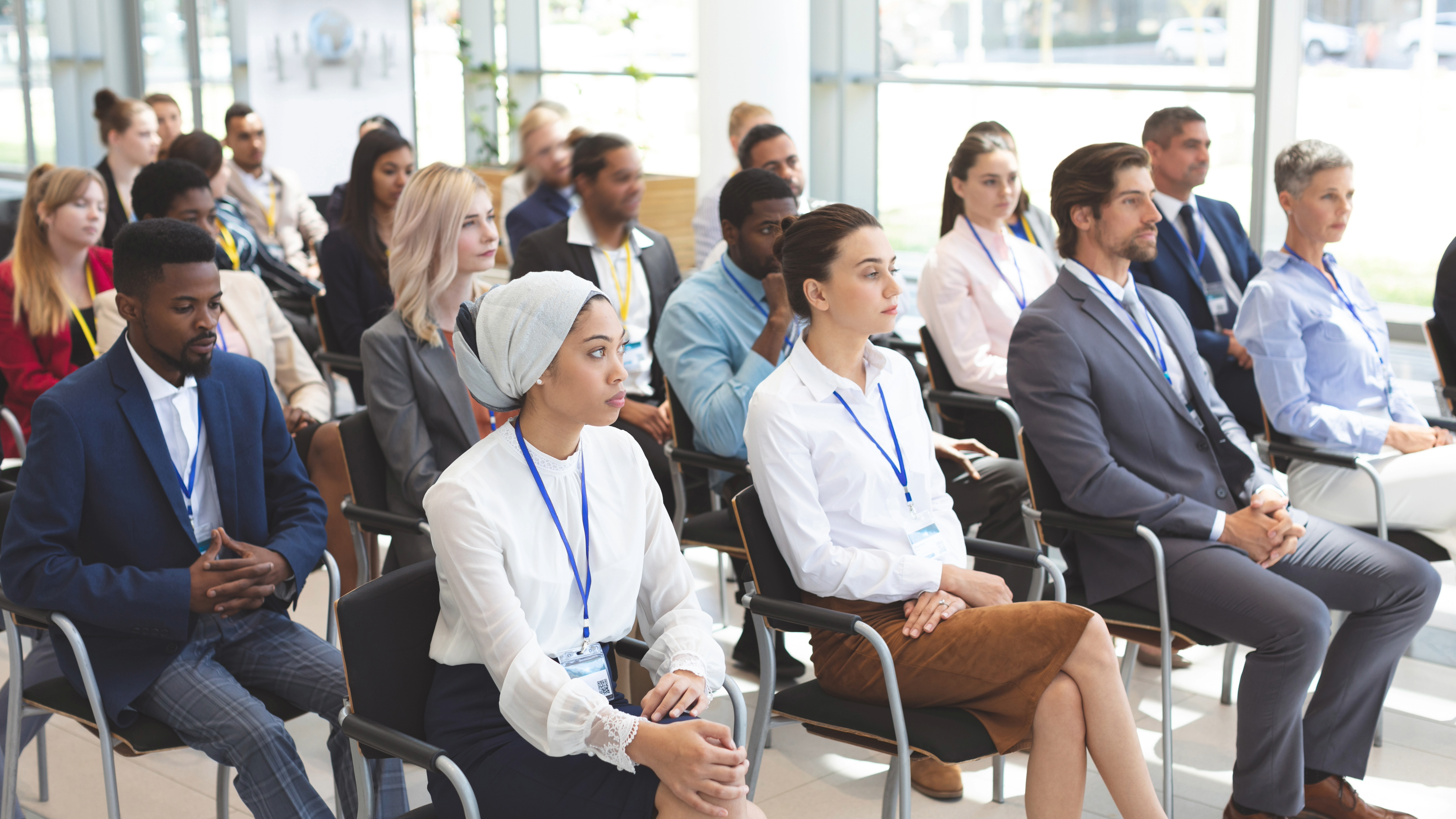 Corporate employees receiving training at a seminar